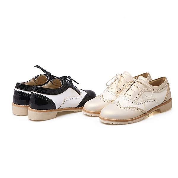 Women'S Lace-Up Color Block Shoes 98639658C