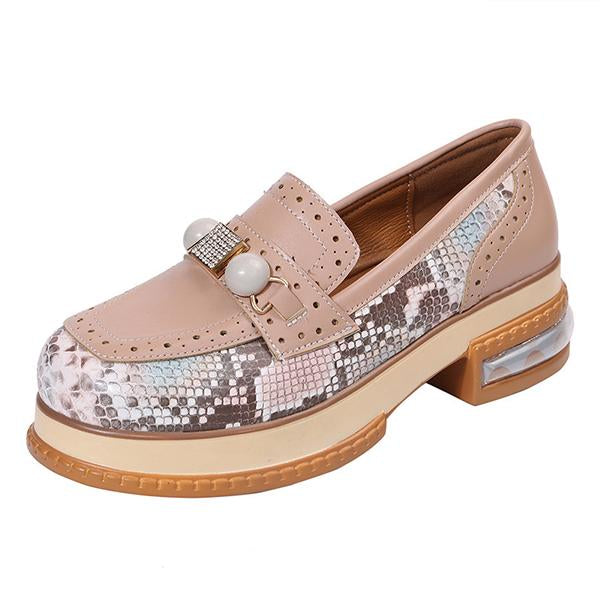 Women's Fashion Rhinestone Snake Pattern Loafers 03568046S