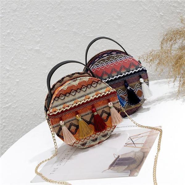 Bohemian Tassel Round Bag