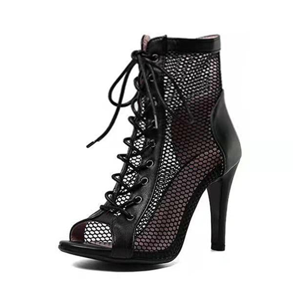 Women's Hollow Lace Fish Mouth Stiletto Sandals 34068594C