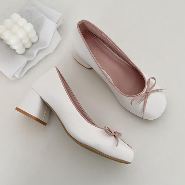 Women's Elegant Bow Barbie Pink Thick Heel Mary Jane 98235633S