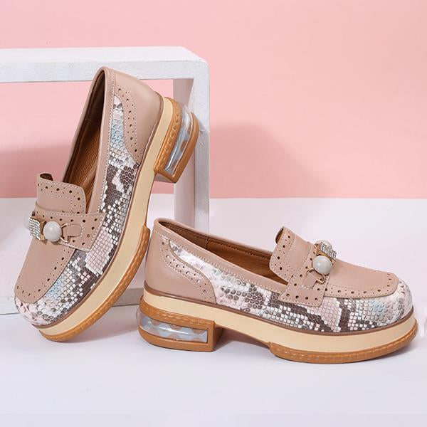 Women's Fashion Rhinestone Snake Pattern Loafers 03568046S