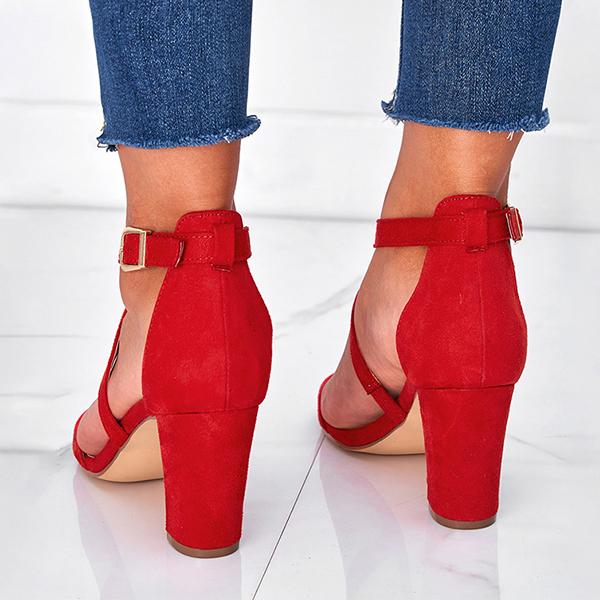 Women's Fashion Cross Strap Chunky Heel Sandals 75686175C