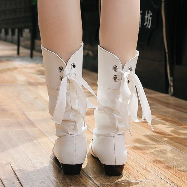 Women's Casual Round Toe Lace Back Mid Boots 39565109S