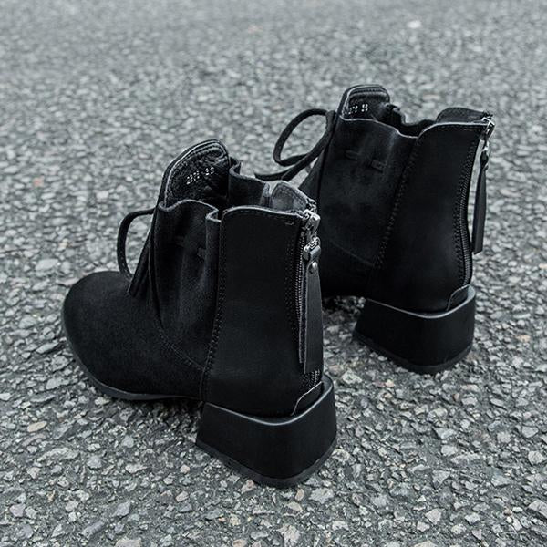 Women's Fashion Lace-Up Bow Chunky Heel Booties 16335821S