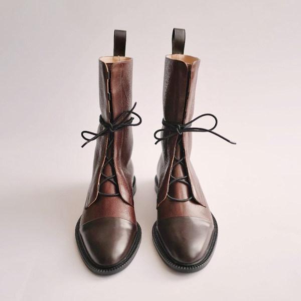 Women'S Paneled Lace-Up Short Martin Boots Biker Boots 67071946