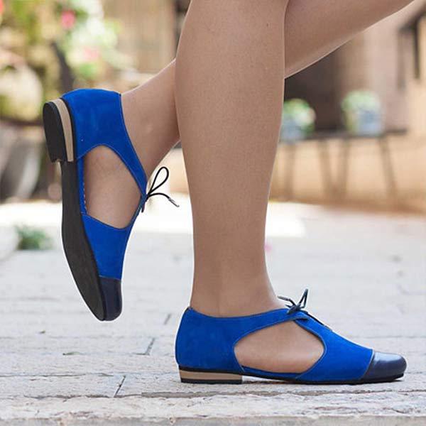 Women's Comfortable Low Heel Side Cutout Lace-up Casual Sandals 48356552C