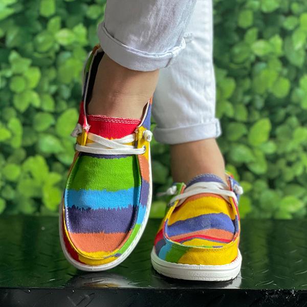 Women's Colorful Tie-Dye Series Flat Canvas Shoes 18493943C
