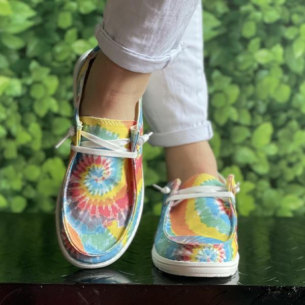 Women's Colorful Tie-Dye Series Flat Canvas Shoes 18493943C