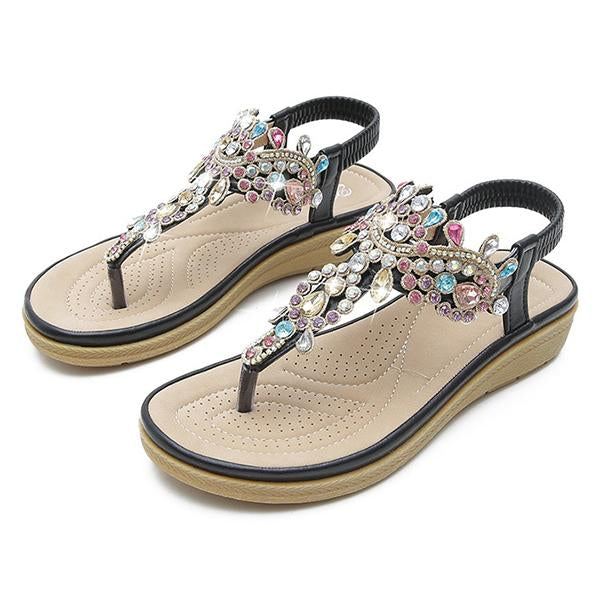 Women's Fashion Rhinestone Flat Flip-Flop Sandals 41824462C