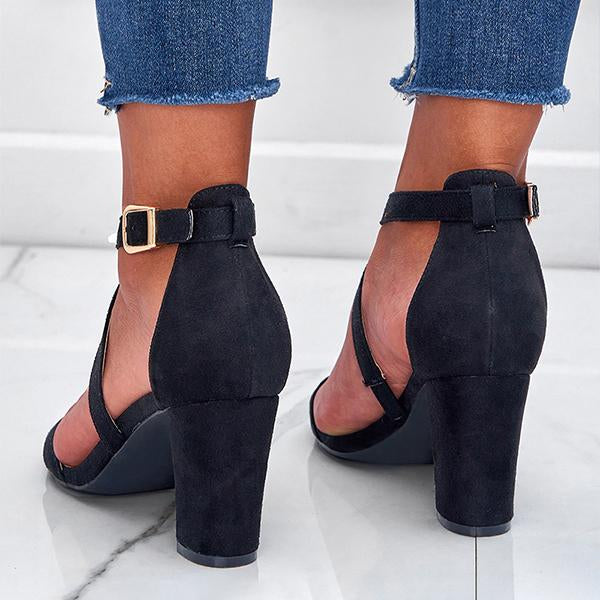 Women's Fashion Cross Strap Chunky Heel Sandals 75686175C