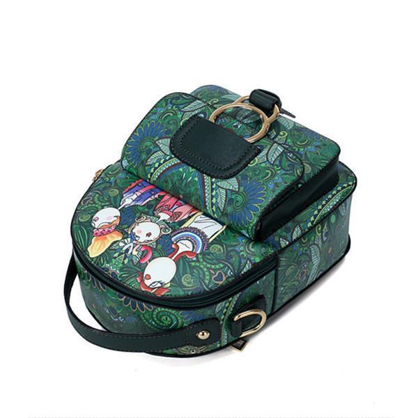 Bohemian Forest Cartoon Pattern Backpack Female Crossbody Bag