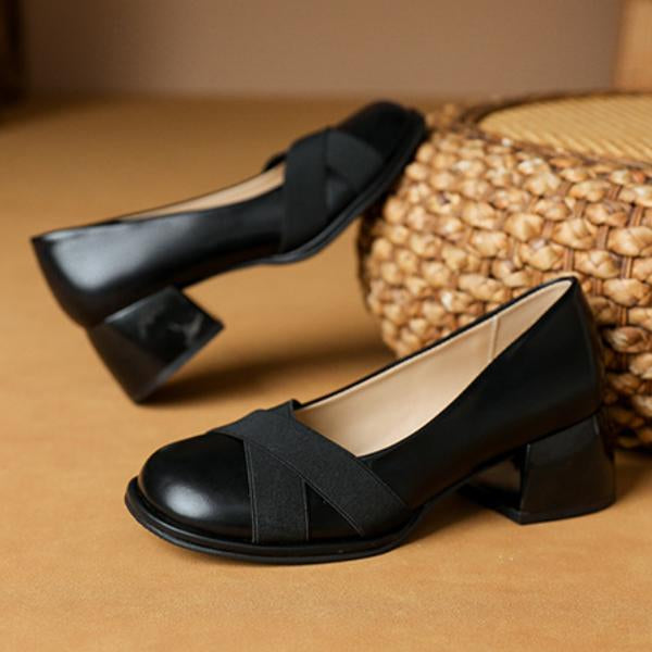 Women's Elegant Colorblock Chunky Heel Mary Jane Shoes 27523642C
