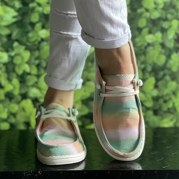 Women's Colorful Tie-Dye Series Flat Canvas Shoes 18493943C