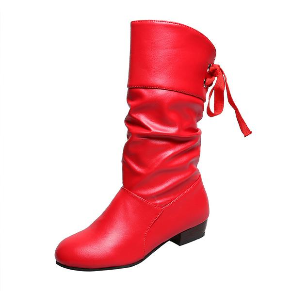 Women's Casual Round Toe Lace Back Mid Boots 39565109S