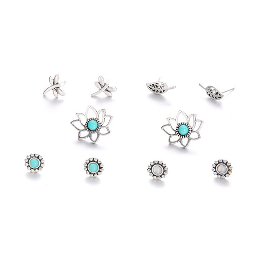 Boho Turquoise Stud Earring Set