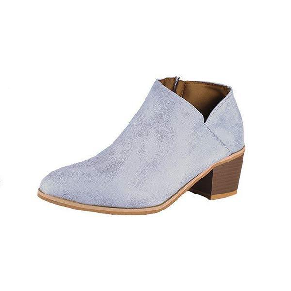Women'S Chunky Heel Side Zip Ankle Boots 87990684C