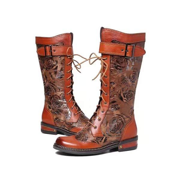 Women'S Ethnic Vintage Mid Heel High Boots 86158281C