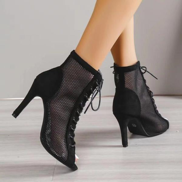 Women's Hollow Lace Fish Mouth Stiletto Sandals 34068594C