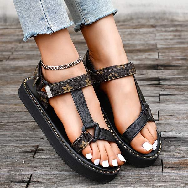 Women's Platform Print Velcro Sandals 15442500C