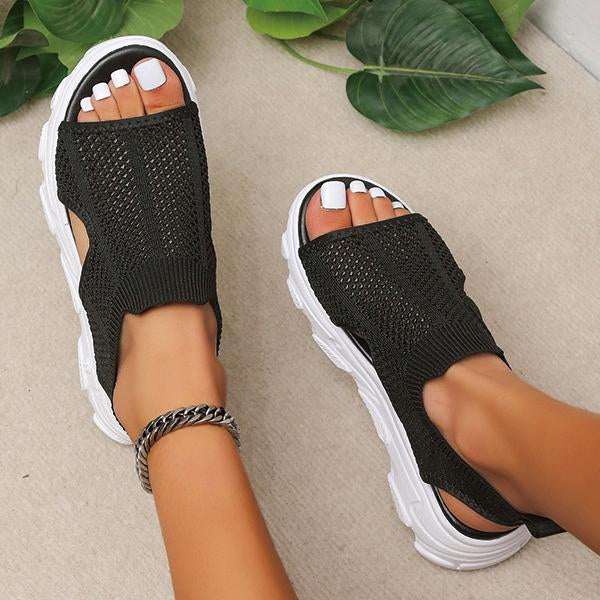Women's Knit Elastic Slip-On Platform Sandals 86391564C