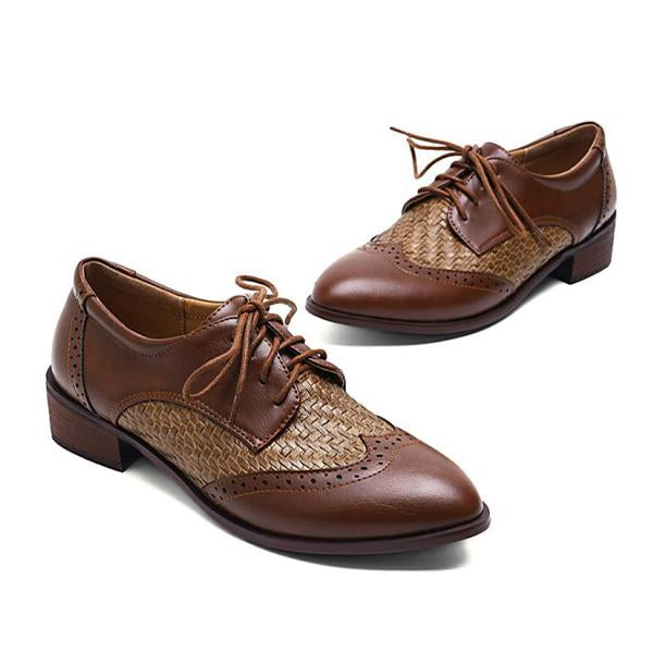 Women's Plaid Casual Fashion Stitching Lace-up Shoes 25631065C