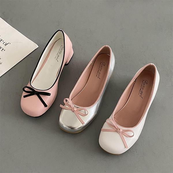 Women's Elegant Bow Barbie Pink Thick Heel Mary Jane 98235633S