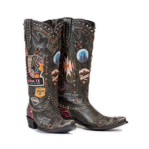 Women's Fashion Retro Illustration Mid Boots 08444275S