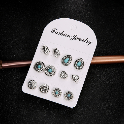 Boho Turquoise Stud Earring Set