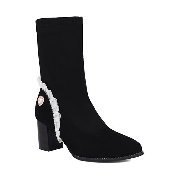 Women's Elegant Lace Heart High Heel Booties 57074446S