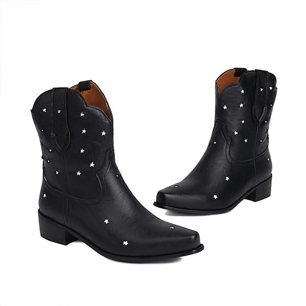 Women's Fashion Casual Star Chunky Heel Booties 05877648S