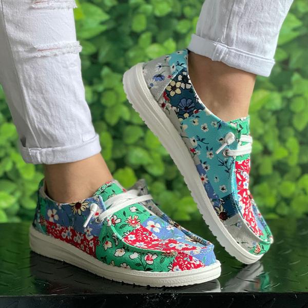 Women's Colorful Tie-Dye Series Flat Canvas Shoes 18493943C
