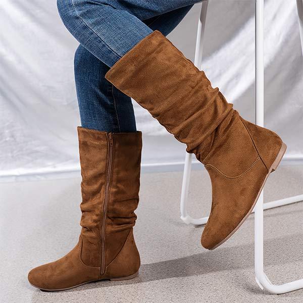 Women'S Flat Heel Vintage Mid Calf Boots 66414443C