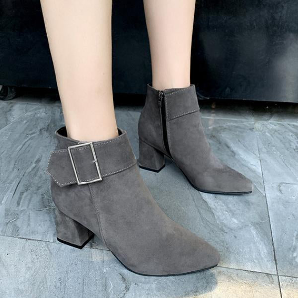 Women's Fashion Belt Buckle Chunky Heel Ankle Boots 85800267S