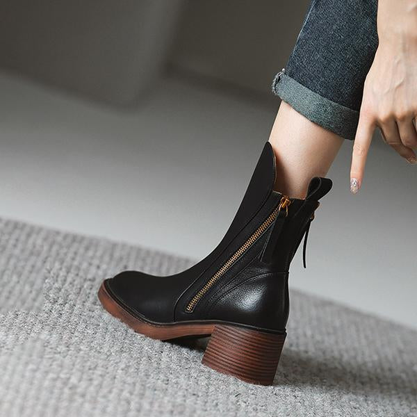 Women's Fashion Retro Chunky Heel Martin Boots 65850773S