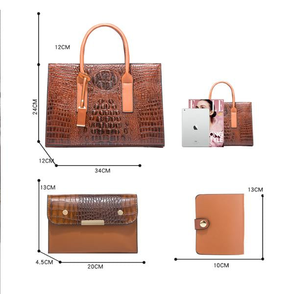 Women's Large Capacity Crocodile Print Shoulder Tote Bag 42227036C