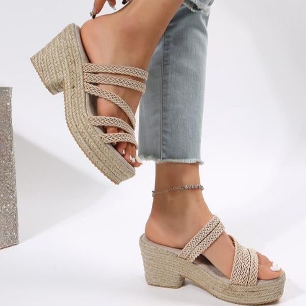 Women's Platform Fashion Woven Wedge Slippers 04433786C