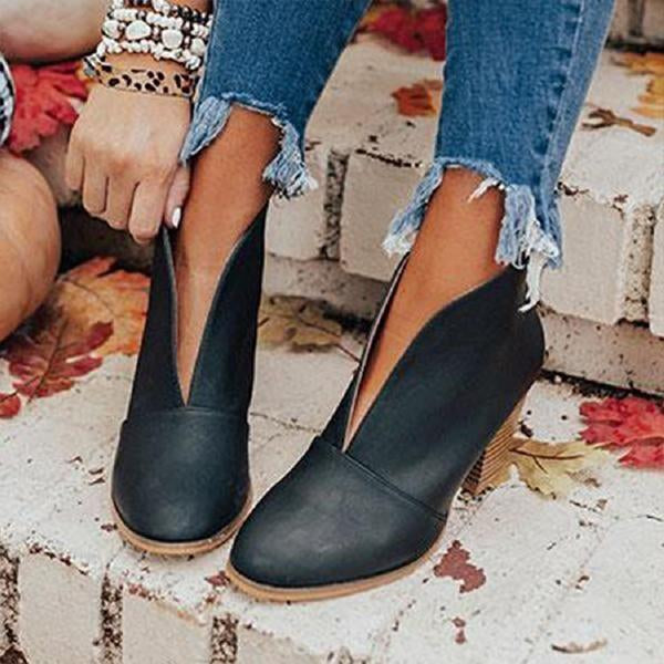 Women's Fashion Slip On Pointed Toe Retro Boots 45132373C