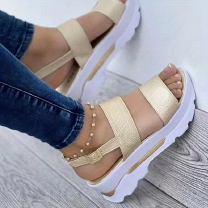 Non Slip Casual Outdoor Sandals for Women - Ankle Buckle Strap and Platform Design