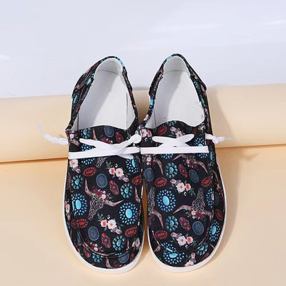 Multicolor Floral Canvas Casual Shoes