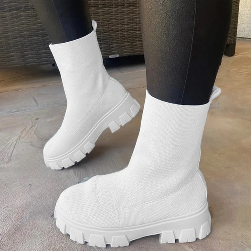 Kovogue Stylish Pull On Platform Ankle Boots