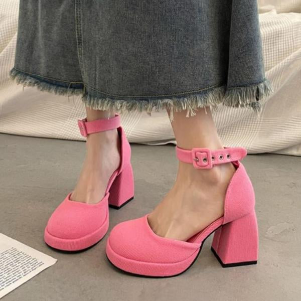 Women's Fashion Barbie Pink Chunky Heel Mary Jane 69348993S