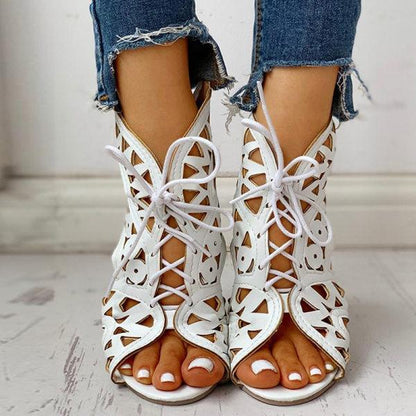 Women's Lace-up Hollow Wedge Sandals