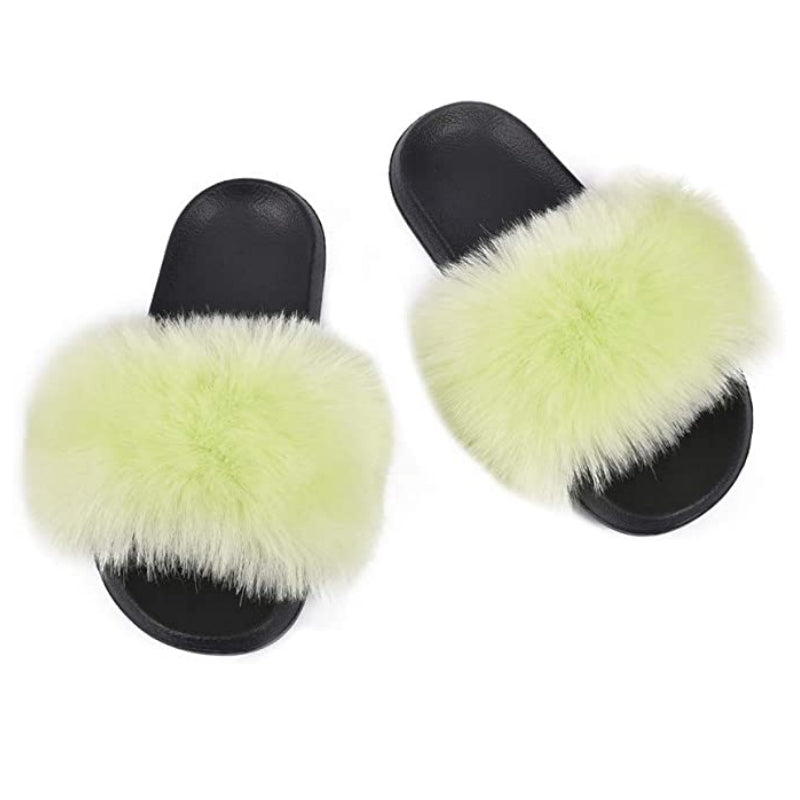 Women's Faux Fur Decor Flat Slippers