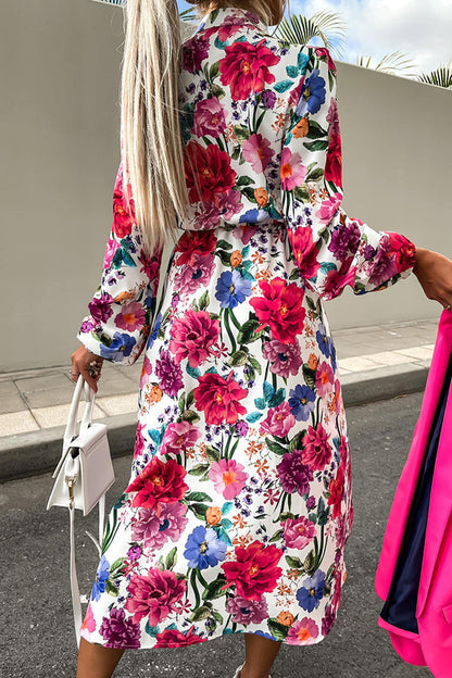 Elegant College Floral Patchwork V Neck A Line Dresses