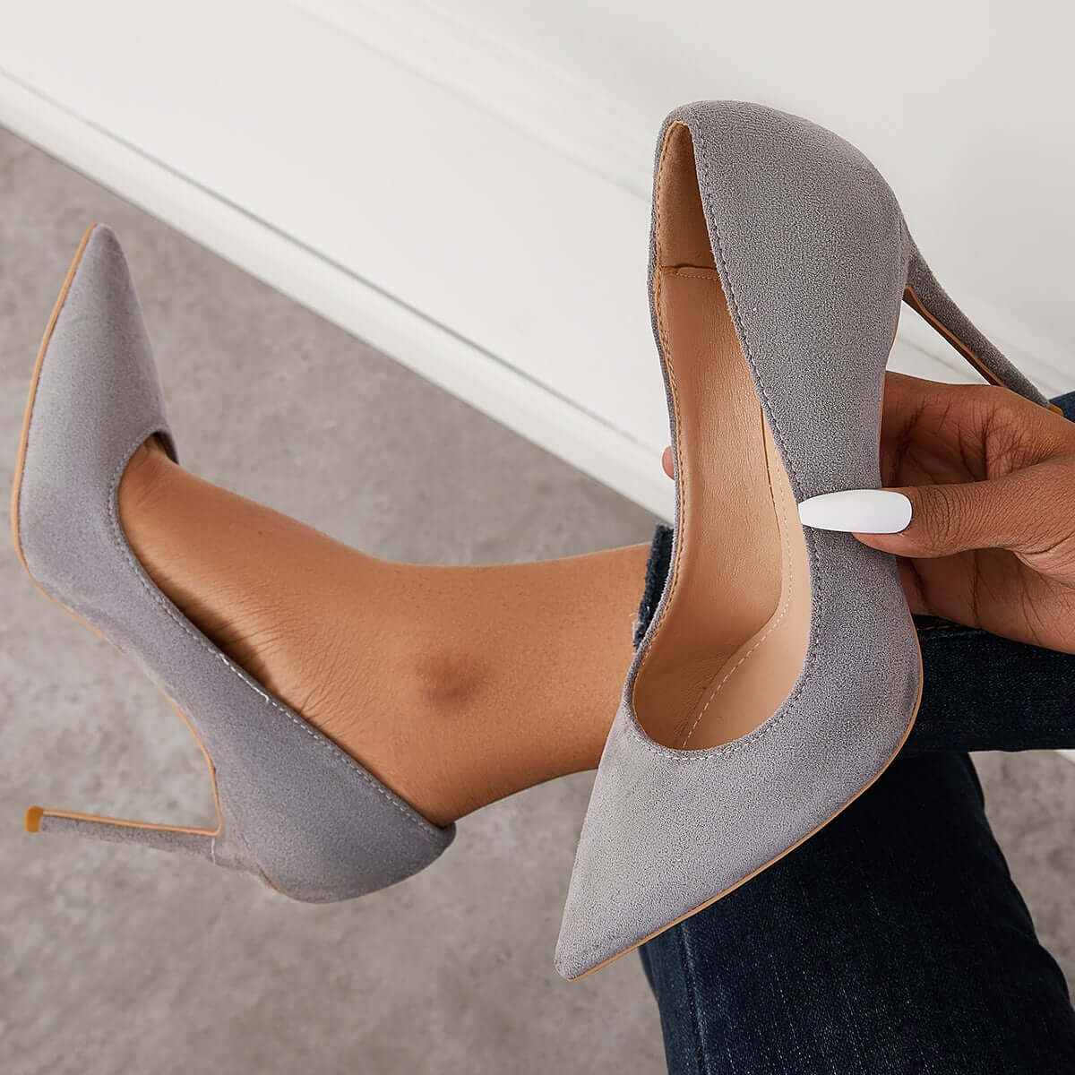 Classic Suede Pointed Toe Dress Pumps Stiletto High Heels