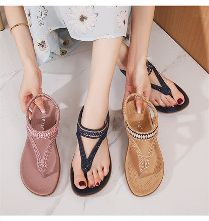 Women's Beaded Soft Wedge Sandals