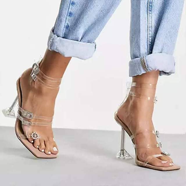 Lourie Chic Buckle Strap Square Toe Heels