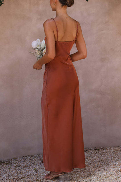 Sexy Elegant Solid Slit Sling Dress Dresses