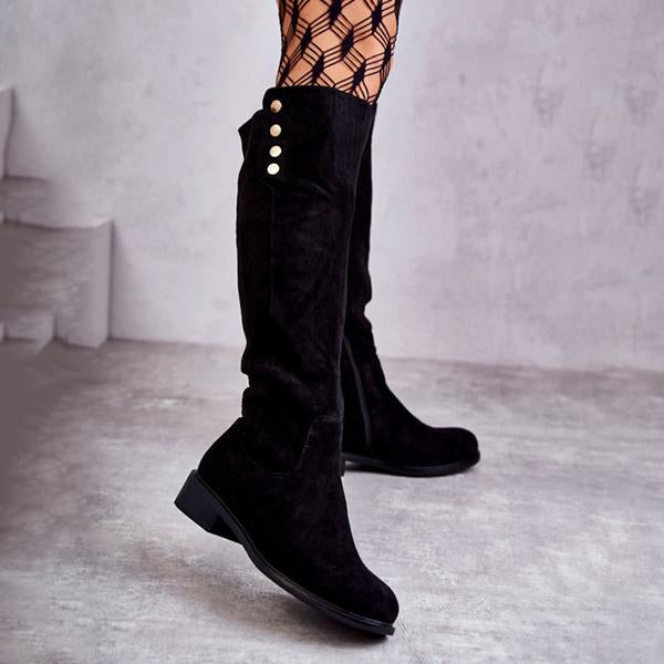 Women's Comfort Low Heel Round Toe Suede Tall Boots 16686893C